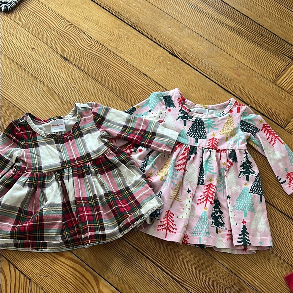 Hanna Andersson Baby Plaid and Tree Print Dresses 3-6 month